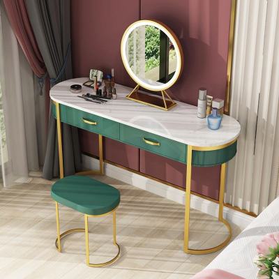 北欧绿色梳妆台现代简约网红化妆台书桌一体小户型卧室ins玄关桌