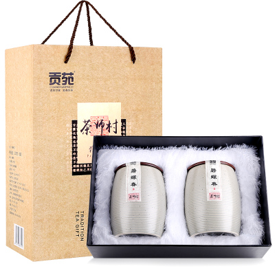 贡苑茶叶绿茶明前碧螺春茶苏州春茶嫩芽陶瓷茶叶礼盒装200g