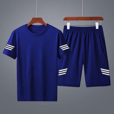 夏季运动套装男短袖T恤圆领男士运动衣休闲跑步健身学生吸汗速干臻依缘