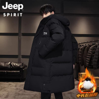 JEEP吉普中长款棉衣男冬季潮流新款加厚保暖棉袄大码连帽棉服外套