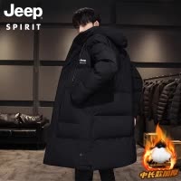 JEEP吉普中长款棉衣男冬季潮流新款加厚保暖棉袄大码连帽棉服外套