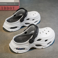 男士新款舒适潮流时尚日常休闲圆头厚底拼色洞洞鞋透气包头男鞋_100