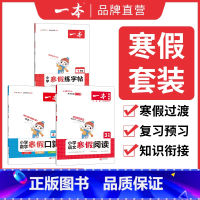寒假阅读+数学口算+练字帖 小学四年级 [正版]阅读+囗算+练字帖寒假过渡知识衔接28天打卡养成好习惯 小学语文寒假阅读