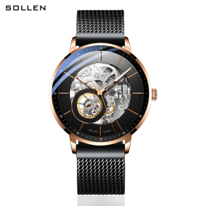 梭伦(SOLLEN)手表男正品自动机械表镂空男士手表防水时尚学生新款腕表SL316