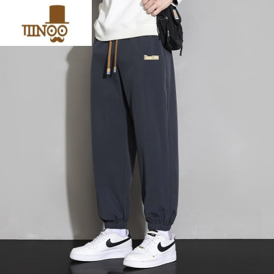 YANXU休闲裤男士夏季薄款宽松束脚卫裤2023款潮牌运动九分长裤子男