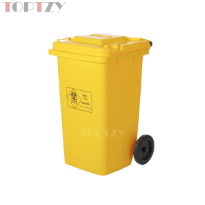 toptzy TZ4060419 医疗垃圾桶垃圾箱黄色带盖带轮废物回收箱 100升