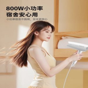 飞科(FLYCO)旗下博锐电吹风机学生宿舍专用800W吹风筒 便携可折叠家用小功率不伤发 PH1608白