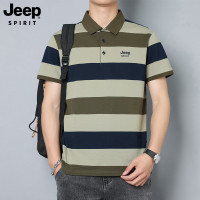 Jeep spirit 短袖T恤男士2025夏季条纹翻领休闲潮流百搭polo衫男
