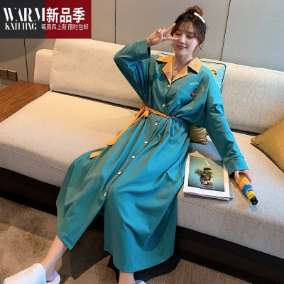 长袖睡裙女春秋棉宽松大码长款孕妇胖mm200斤可外穿秋女士睡衣SHANCHAO