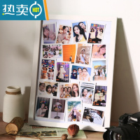 敬平相框diy手工纪念册拍立得相册画框架装裱挂墙情侣洗照片定制实木 E款白色[松木款] A4寸摆挂两用[可放21*29.