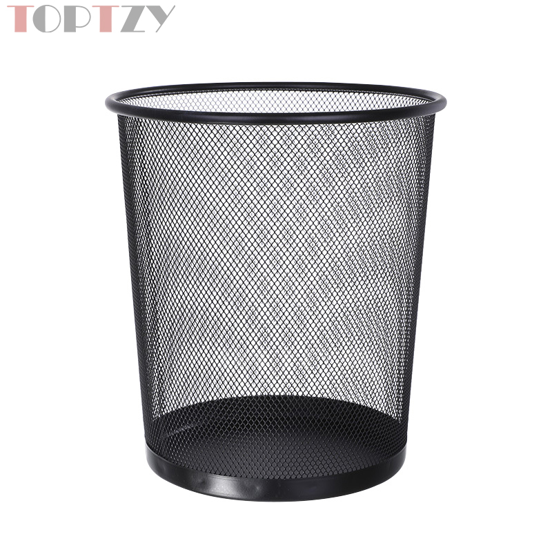 toptzy TZ4022201 网状圆形垃圾桶铁艺垃圾篓无盖纸篓 黑色小号