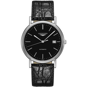 浪琴(longines)瑰丽系列 黑色表盘镂空表底自动机械男表 时尚 休闲