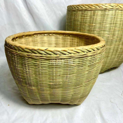 润华年竹编大号箩筐箩篼淘米筐粮食竹筐结婚喜事竹箩竹编制品餐厅摆设用 中号直径35高25cm