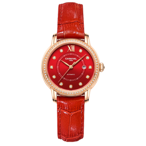 正品嘉年华Carnival瑞士品牌手表新款防水带日历全自动机械表 女士女表镶钻时尚气质简约腕表8062L