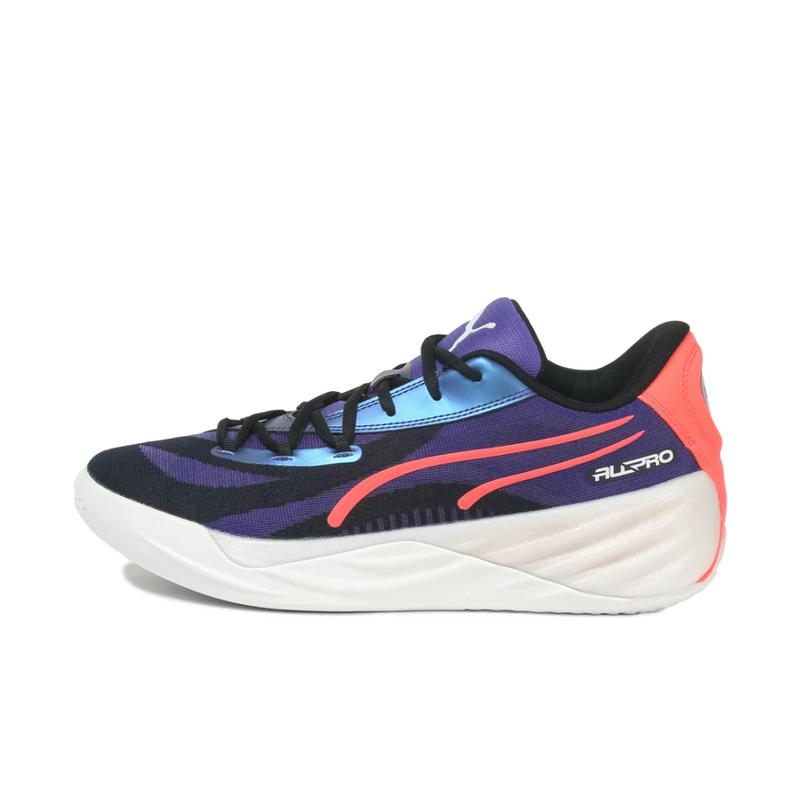 彪马(Puma)高弹力篮球鞋男子2024新款团队紫黑荧光粉运动鞋疾速回