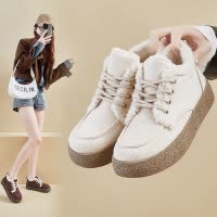 冬季加绒小白鞋新款韩版ins女学生厚底增高运动板鞋休闲