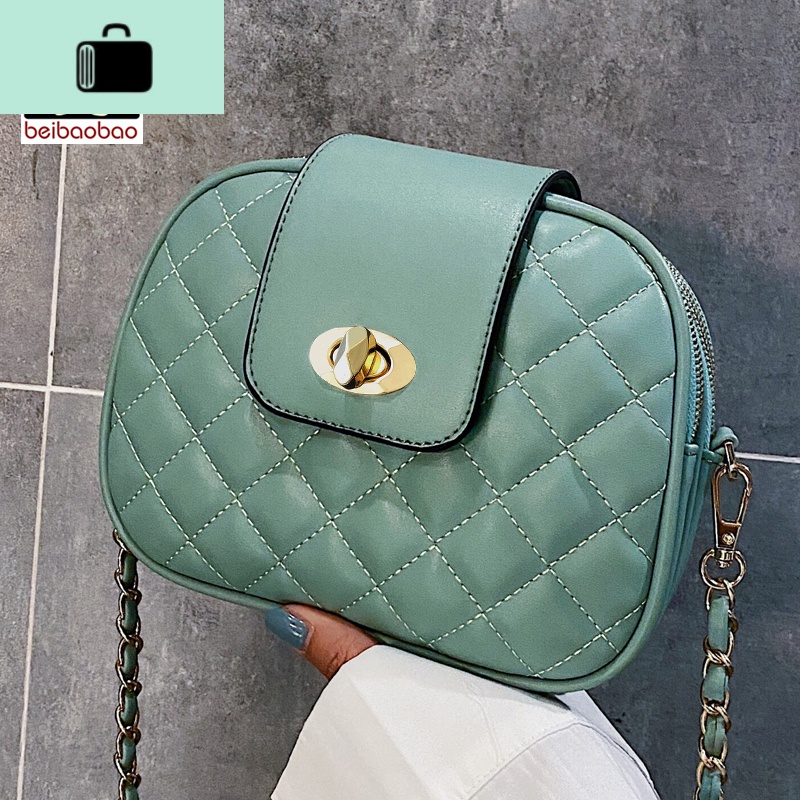 女包2020新款时尚链条包斜挎洋气小众质感单肩包百搭菱格包NEW LAKE女斜挎包