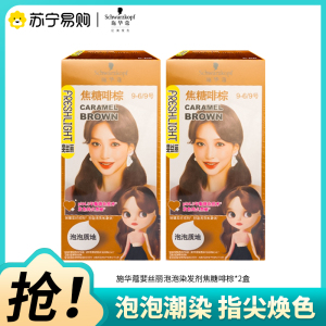 施华蔻斐丝丽染发剂9-6/9号焦糖啡棕[2盒装]泡泡染发霜泡泡潮染发膏