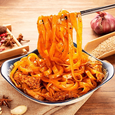 陕西特产凉皮305gX6包宝鸡岐山擀面皮麻酱红油米皮西安特产香辣味香辣味