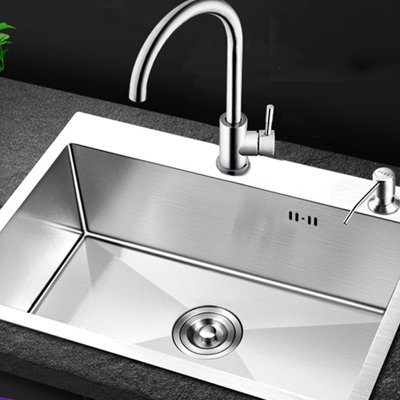 古达拉丝不锈钢水槽大单槽手工加厚台上下家用304厨房洗菜盆