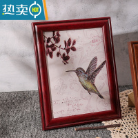 敬平复古相框摆台怀旧现代轻奢5 6 7寸画框七寸桌面A4美式小摆件定制 红木色 5寸[内框8.9*12.7厘米]摆挂