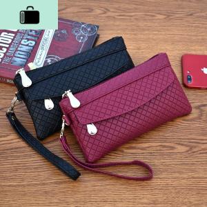 2020新款女钱包韩版百搭手拿包潮爆简约手机包格纹零钱包手机小包NEW LAKE女手包
