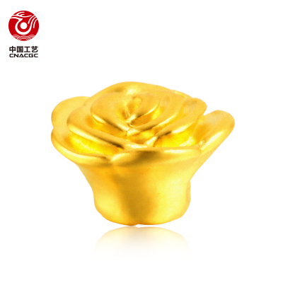 中国工艺足金999单颗玫瑰花黄金3D硬金足金饰品本命年手串男女真金手链不含石榴石