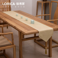 新中式桌旗禅意色棉麻茶几餐桌布日式长条北欧现代简约五斗柜布 平织-米黄 33*160cm(适用桌长1.1米-1.2米)