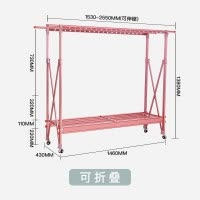 晾衣架落地折叠室内双杆式伸缩凉衣架晒架家用移动阳台晒衣架 三维工匠 带刹车轮[小号]黑色(带鞋架可折成棍子) 大