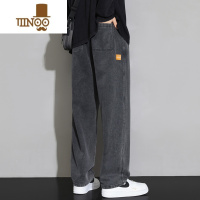 YANXU阔腿牛仔裤男士款美式复古秋季2023新款青少年宽松直筒长裤子