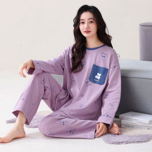 浪莎睡衣女纯棉春秋季长袖甜美加大码女士休闲家居服套装2025新款