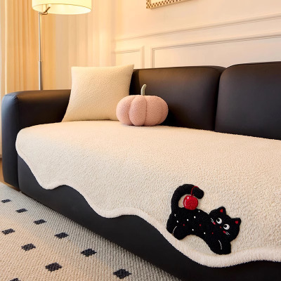 雪尼尔高级感异形不规则一片式四季通用防猫抓防滑皮沙发专用垫