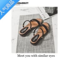 SUNTEK2023夏季新款罗马厚底鞋仙女坡跟外穿小码两穿平底露趾凉鞋女
