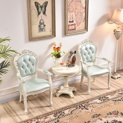 客厅阳台桌椅三件套洽谈实木休闲小茶几椅子卧室一桌两椅组合欧式