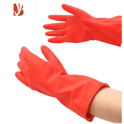 三维工匠耐用型保暖加厚乳胶橡胶家务清洁洗碗洗衣服防水加绒短款胶皮手套