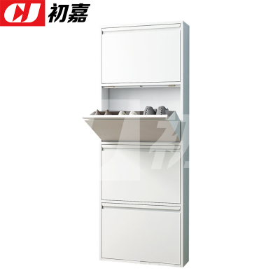 初嘉(CJ)钢制翻斗鞋柜简约现代收纳柜白色四斗 505*152*1375