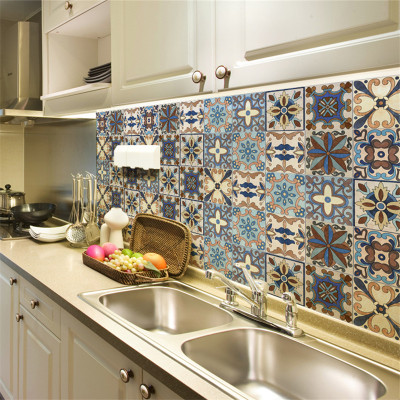 吉朵芸 波西米亚风格加厚自粘厨房防油墙纸卫生间浴室壁纸客厅腰线贴