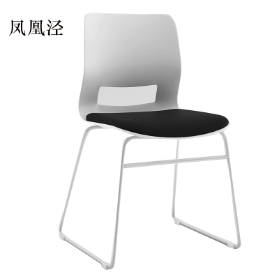 凤凰泾培训会议椅弓形椅洽谈椅无扶手黑色软包椅