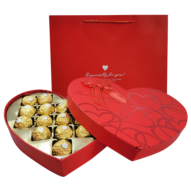 费列罗榛果威化巧克力心形纸盒18颗七夕情人节礼盒装婚庆结婚喜糖
