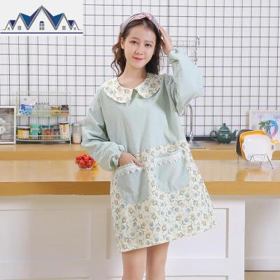 围裙女长袖厨房防水防油家用时尚可爱做饭罩衣定制logo印字工作服 三维工匠