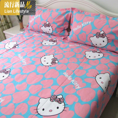 棉老粗布床单单件粉色卡通学生宿舍单人睡单加大双人被单1.8m床 三维工匠