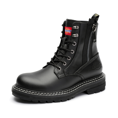 Dickies靴子新款真皮耐磨厚底女靴高帮休闲鞋工装靴情侣靴子