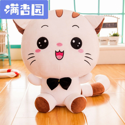 舒弗（LACHOUFFE)可爱猫玩具抱枕大号玩偶公仔小猫咪娃娃生日女白色圆眼款-80厘米送玫瑰花代写贺卡-