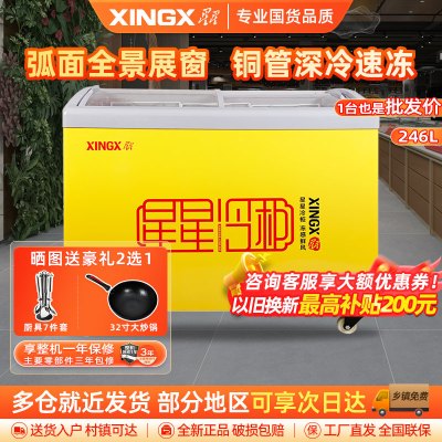 星星(XINGX)SD/SC-246SY 246升冰柜商用冷藏展示柜雪糕柜饮料柜 冷藏冷冻转换卧式展示柜 雪糕柜大容量