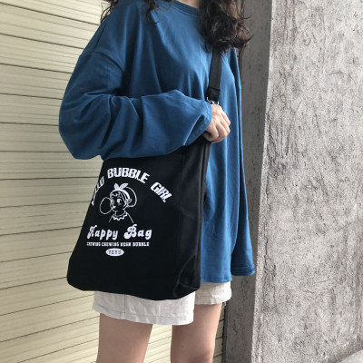 NEWLAKE斜挎包包女2018新款潮韩版简约百搭文艺学生大容量单肩手提帆布袋手提包女