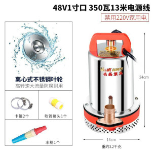 直流潜水泵水泵家用抽水12v24v480v小型电瓶车抽水泵农用 48V1寸口350W13米线送5米管(10年换新