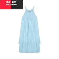 YIBUSHENG温柔风baby蓝蛋糕连衣裙女季甜美减龄吊带裙无袖A字裙
