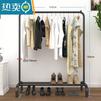 敬平加厚家用304不锈钢晾衣架落地卧室折叠x型室外阳台单杆式架子伸缩 大号[升级]经典款黑色 大