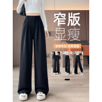 黑色西装裤女裤子秋季薄款新款高腰垂感阔腿裤高级感直筒西裤