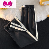 七斓街头拼接撞色编织抽绳九分运动阔腿裤男生直筒修身垂感篮球哈伦裤